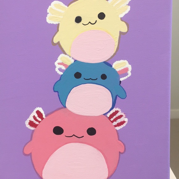 Squishmallow Axolotls Canvas Painting - Picture 2 of 5